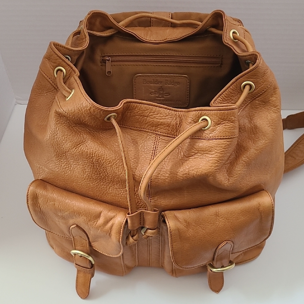 Tan Leather Backpack by Boulder Ridge - Picture 6 of 7